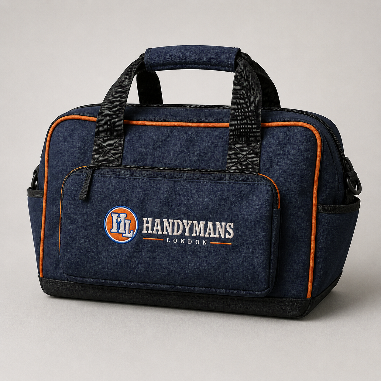 Handymans London Professional Tool Bag – Navy Blue & Orange Multi-Pocket Work Bag