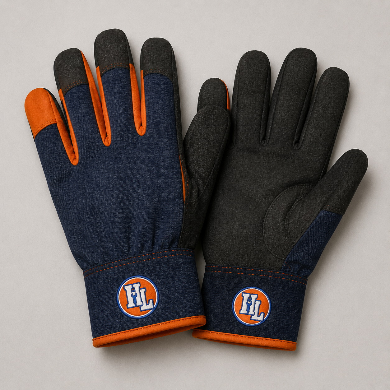 Handymans London Professional Work Gloves – Navy, Black & Orange Grip Gloves