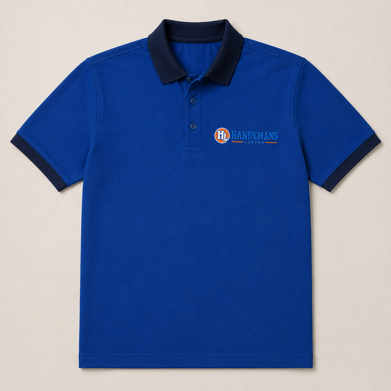 Handymans London Professional Branded Polo Shirt – Royal Blue & Navy Workwear Polo