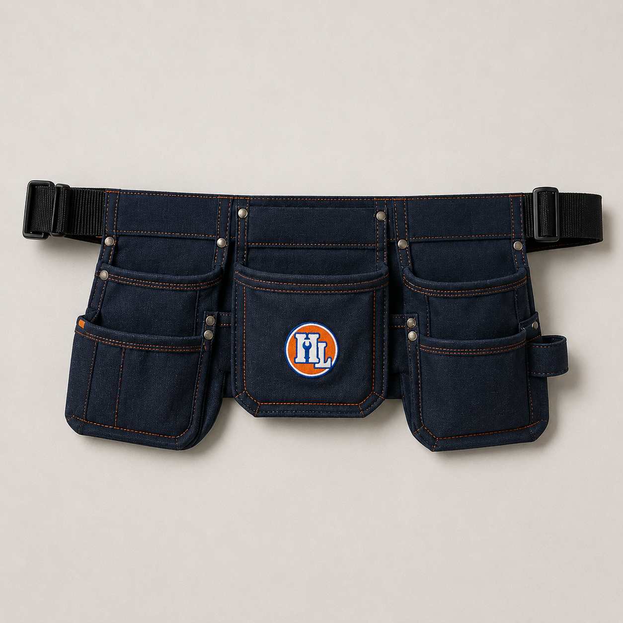 Handymans London Professional Multi-Pocket Tool Belt – Navy Blue & Orange Utility Pouch Belt
