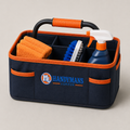 Handymans London Professional Cleaning Caddy – Navy Blue & Orange Multi-Compartment Organiser